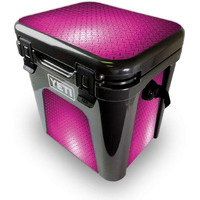 MightySkins YEROAD24-Pink Diamond Plate Skin for Yeti Roadie 24 Hard cooler - Pink Diamond Plate