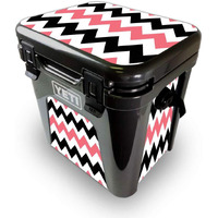 MightySkins YEROAD24-Black Pink chevron Skin for Yeti Roadie 24 Hard cooler - Black Pink chevron