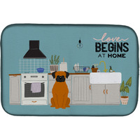 "Caroline's Treasures CK7819DDM Fawn Boxer Kitchen Scene dish-drying-mats, 14 x 21, Multicolor"