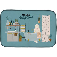 "Caroline's Treasures CK7446DDM South Russian Sheepdog in Bathtub dish-drying-mats, 14 x 21, Multicolor"