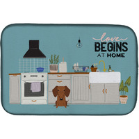 "Caroline's Treasures CK7834DDM Red Brown Dachshund Kitchen Scene dish-drying-mats, 14 x 21, Multicolor"