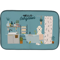 "Caroline's Treasures CK7513DDM Sandy Bedlington Terrier in Bathtub dish-drying-mats, 14 x 21, Multicolor"
