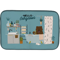 "Caroline's Treasures CK7563DDM Chocolate Chow in Bathtub dish-drying-mats, 14 x 21, Multicolor"