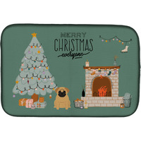 "Caroline's Treasures CK7570DDM Brown Pug Christmas Everyone dish-drying-mats, 14 x 21, Multicolor"