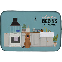 "Caroline's Treasures CK7771DDM German Shepherd Kitchen Scene dish-drying-mats, 14 x 21, Multicolor"
