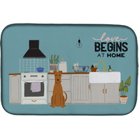 "Caroline's Treasures CK7766DDM Irish Terrier Kitchen Scene dish-drying-mats, 14 x 21, Multicolor"