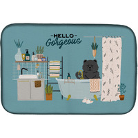 "Caroline's Treasures CK7565DDM Black Chow in Bathtub dish-drying-mats, 14 x 21, Multicolor"