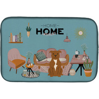 "Caroline's Treasures Brown Staffordshire Bull Terrier Sweet Home dish-drying-mats, 14 x 21, Multicolor"