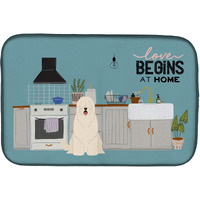 "Caroline's Treasures CK7728DDM South Russian Sheepdog Kitchen Scene dish-drying-mats, 14 x 21, Multicolor"