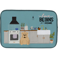 "Caroline's Treasures CK7828DDM Fawn English Bulldog Kitchen Scene dish-drying-mats, 14 x 21, Multicolor"