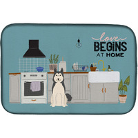 "Caroline's Treasures West Siberian Laika Spitz Kitchen Scene dish-drying-mats, 14 x 21, Multicolor"