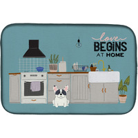 "Caroline's Treasures CK7715DDM Piebald French Bulldog Kitchen Scene dish-drying-mats, 14 x 21, Multicolor"
