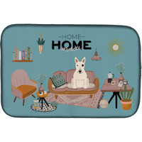 "Caroline's Treasures CK7983DDM White Bull Terrier Sweet Home dish-drying-mats, 14 x 21, Multicolor"