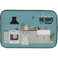 "Caroline's Treasures White Miniature Schnauzer Kitchen Scene dish-drying-mats, 14 x 21, Multicolor"