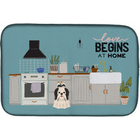 "Caroline's Treasures CK7792DDM Black White Shih Tzu Kitchen Scene dish-drying-mats, 14 x 21, Multicolor"