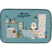 "Caroline's Treasures CK7518DDM Old English Sheepdog in Bathtub dish-drying-mats, 14 x 21, Multicolor"