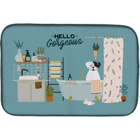 "Caroline's Treasures CK7536DDM White Boxer in Bathtub dish-drying-mats, 14 x 21, Multicolor"