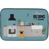 "Caroline's Treasures CK7711DDM Brown Pug Kitchen Scene dish-drying-mats, 14 x 21, Multicolor"