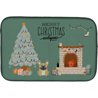 "Caroline's Treasures Cream French Bulldog Christmas Everyone dish-drying-mats, 14 x 21, Multicolor"
