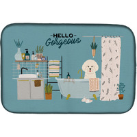 "Caroline's Treasures CK7497DDM Bichon Frise in Bathtub dish-drying-mats, 14 x 21, Multicolor"