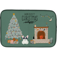 "Caroline's Treasures Piebald French Bulldog Christmas Everyone dish-drying-mats, 14 x 21, Multicolor"
