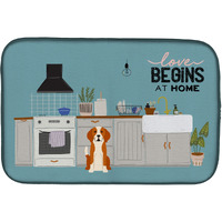 "Caroline's Treasures CK7814DDM English Foxhound Kitchen Scene dish-drying-mats, 14 x 21, Multicolor"