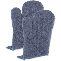 STONEWASH BLUE TERRY OVEN MITT SET/2