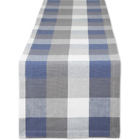 DII French Blue Tri Color Check Table Runner