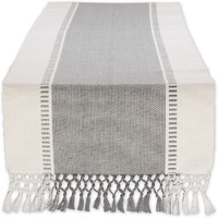 COOL GRAY DOBBY STRIPE RIBBED TABLE RUNNER 13x72