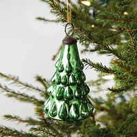 Christmas Tree Mercury Glass Ornament - Box of 4