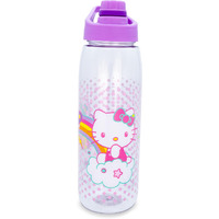 Sanrio Hello Kitty and Joey Rainbow Plastic Water Bottle With Screw-Top Lid
