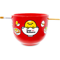 Sanrio gudetama x Nissin Top Ramen 20-Ounce Noodle Bowl and chopstick Set