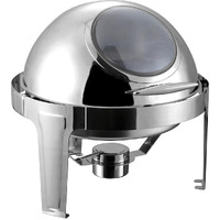 SOGA 6L Round Chafing Stainless Steel Food Warmer with Glass Roll Top