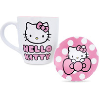 Sanrio Hello Kitty Perfect Pink 18-Ounce ceramic Mug and coaster Set