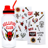 Stranger Things Hellfire club 32-Ounce Twist Spout Water Bottle and Sticker Set