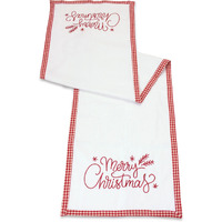 Merry Christmas Embroidered Table Runner 59"L