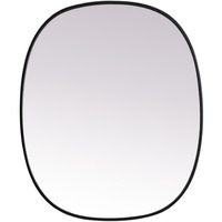 Metal Frame Oval Mirror 30x36 Inch in Black