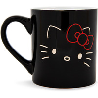 Sanrio Hello Kitty Black Outline Wax Resist ceramic Mug  Holds 14 Ounces