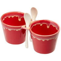 Double Dip Bowls with Spoons - Double Dip Bowls with Spoon Red
