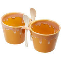 Double Dip Bowls with Spoons - Double Dip Bowls with Spoon Mustard