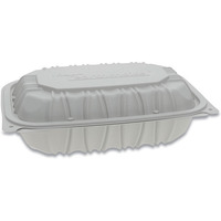 Vented Microwavable Hinged-Lid Takeout Container - 9 x 6 x 2.75 - 1-Compartment - White