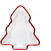 8 clear and Red christmas Tree crystal Serving Tray