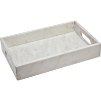 16 White Rectangular Marble Serving Tray With Handles