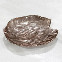 14.96 x 12.99 x 2.36 in. Handmade Bronze Coated Decorative Aluminum Tray