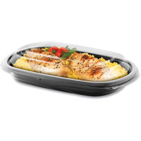 16 oz Micro Raves Wave Container & Dome Lid Combo, Black & Clear