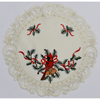 12 in. Cardinal & Pine Cone on Branches Doily