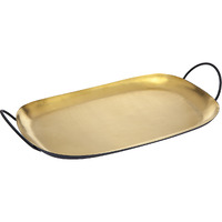 20 gold Rectangular Stainless Steel Serving Tray With Handles