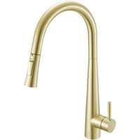 Lucas Single Handle Pull Down Sprayer Kitchen Faucet in Brushed Gold
