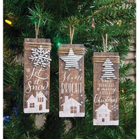 Farmhouse Christmas Charm Ornament, 3 Asstd.