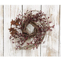 Burgundy Pip & Star Twig Wreath, 10"